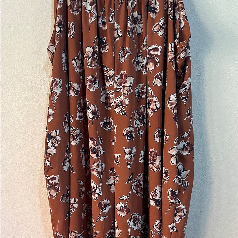 Rust Floral Maxi Slip Dress with Adjustable Straps - Picture 3 of 8